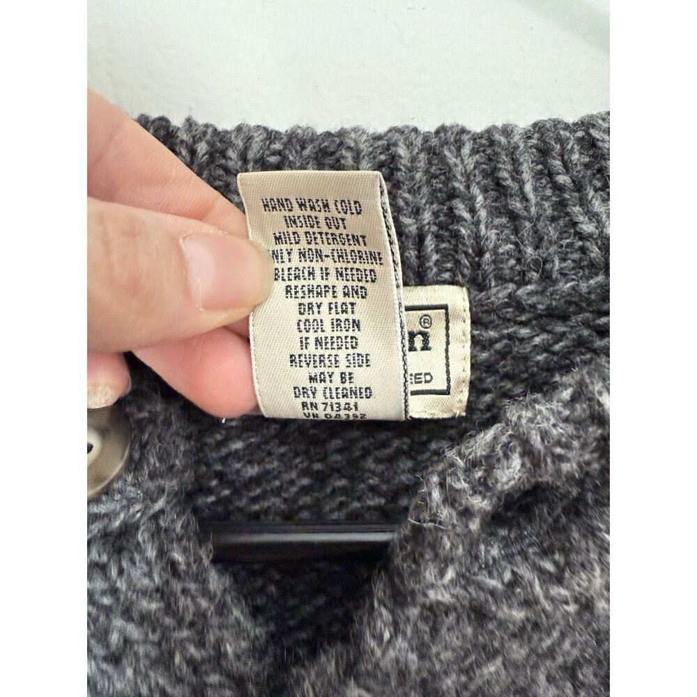 LL Bean 100% Lambs Wool Men's Classic Ragg Sweater Henley Pullover Gray Medium - Picture 3 of 9